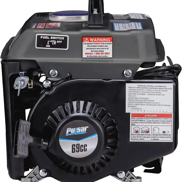 Pulsar Gunding-Xenon 1200W Portable Gas Generator with Carrying Handle, Black/Gray