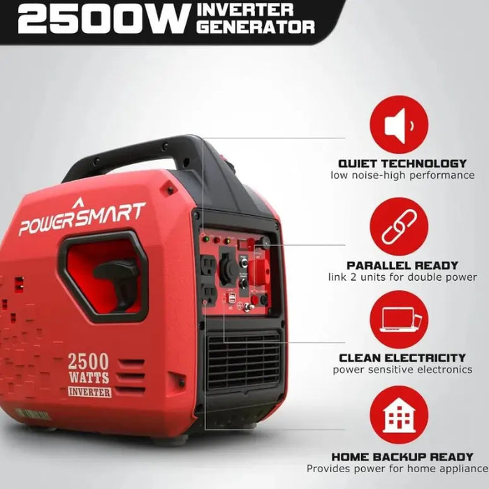 PowerSmart 2500W Ultra-Quiet Portable Gas Inverter Generator